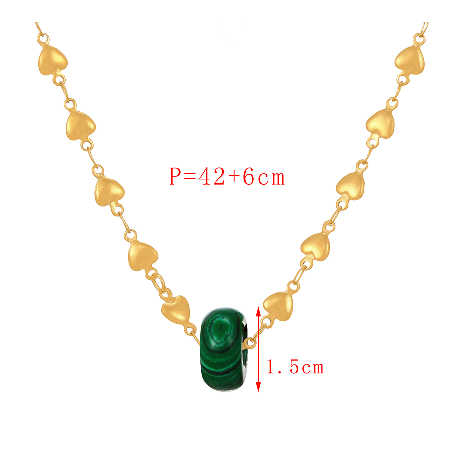 Fashion Green Titanium Steel Love Heart Resin Pendant Necklace,Necklaces