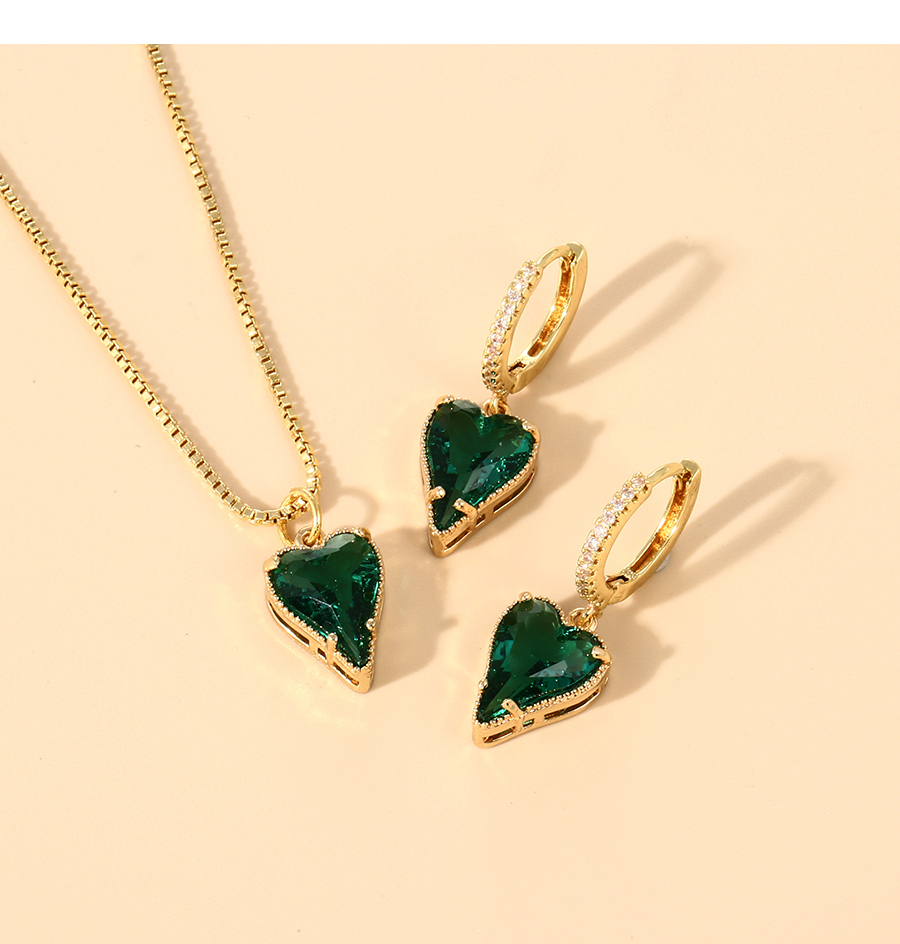 Fashion White Copper Inlaid Zirconium Heart Necklace,Necklaces