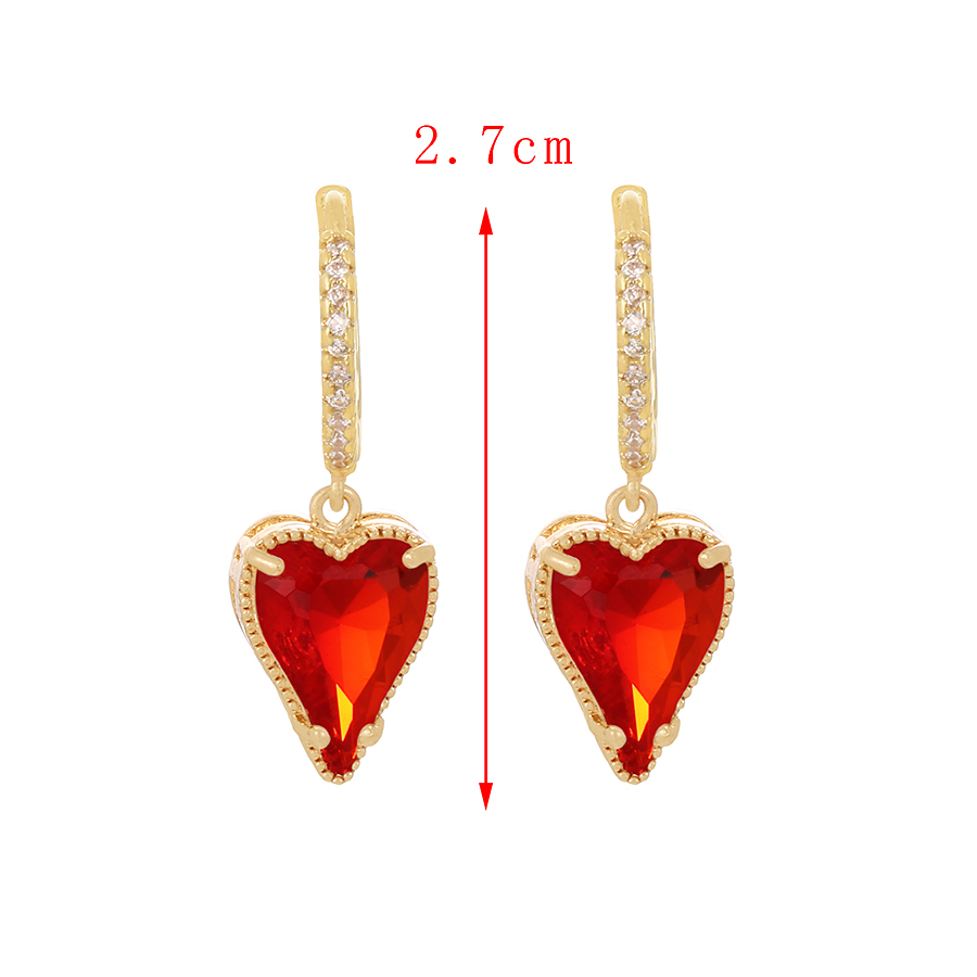 Fashion Red Copper Inlaid Zirconium Love Ear Ring,Earrings