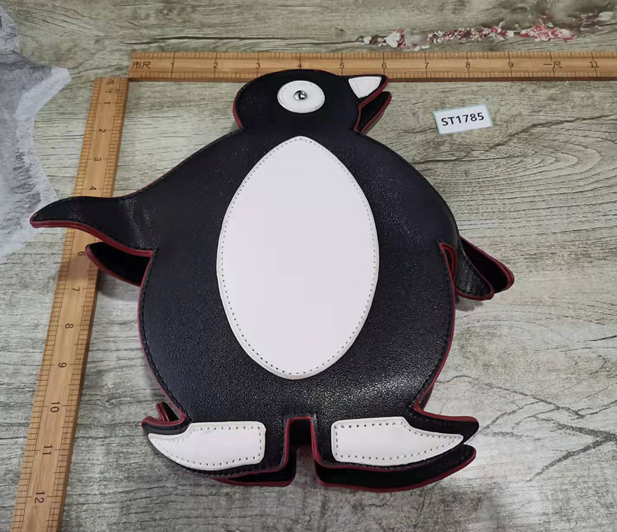 Fashion Black Pu Cartoon Penguin Messenger Bag,Shoulder bags