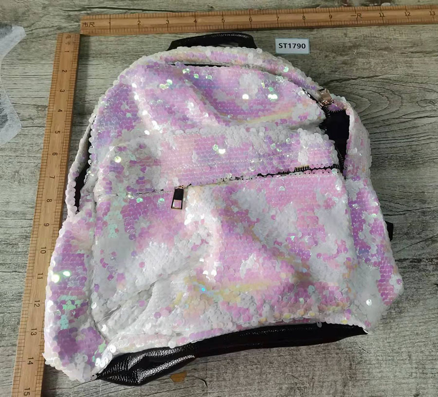 Fashion Pink Pu Sequin Backpack,Backpack