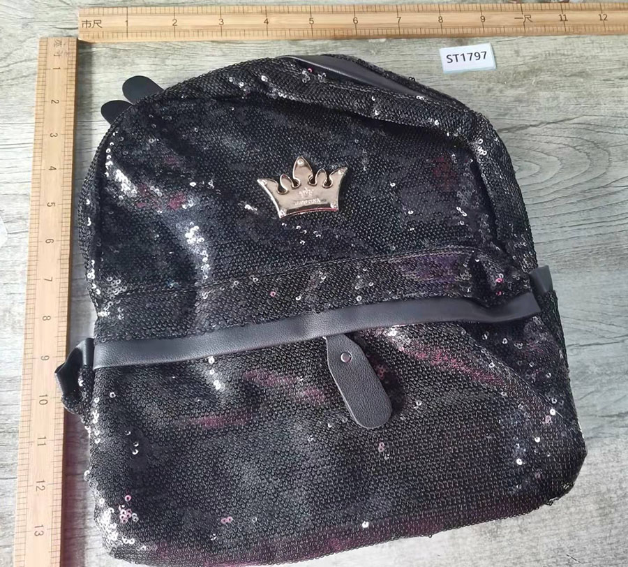 Fashion Black Pu Sequin Backpack,Backpack