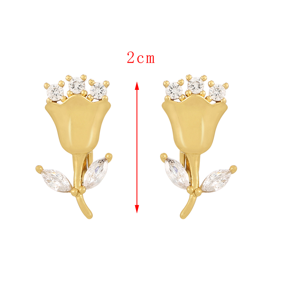 Fashion Gold Copper Inlaid Zirconium Flower Ear Ring,Earrings