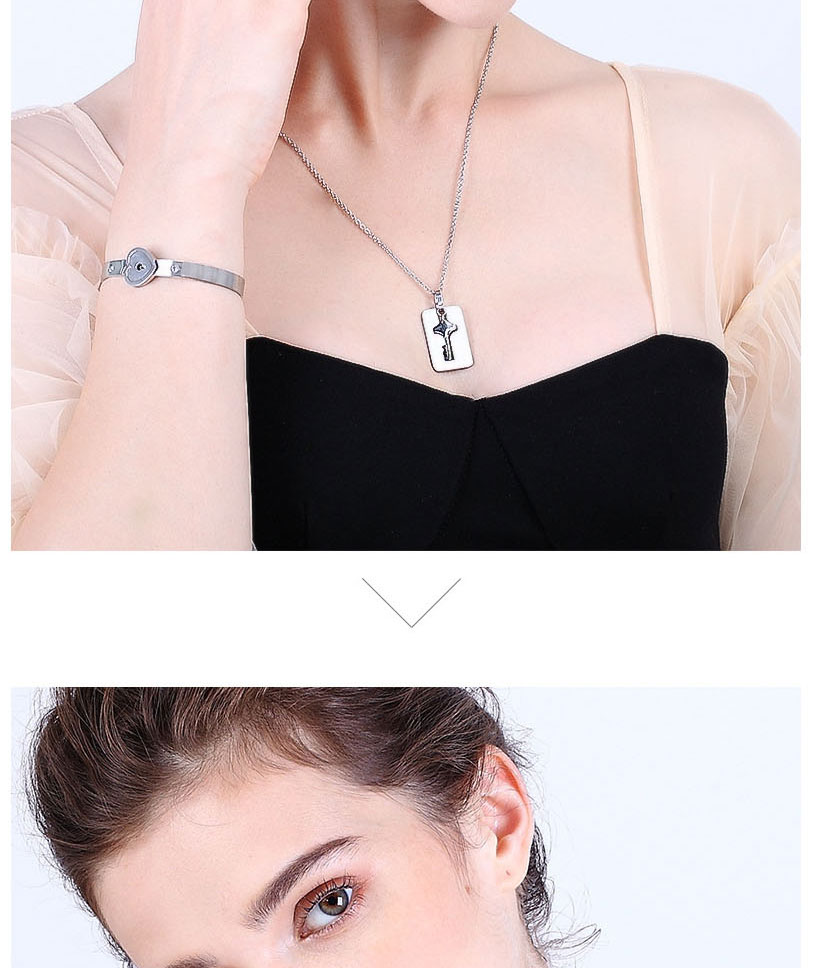 Fashion Shield Rose Gold Color Titanium Steel Love Lock Bracelet Key Set Necklace Set,Jewelry Set