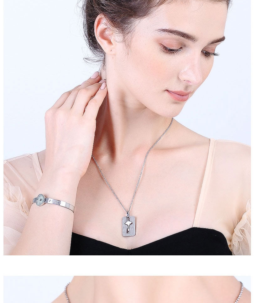 Fashion Shield Silver Color Titanium Steel Love Lock Bracelet Key Set Necklace Set,Jewelry Set