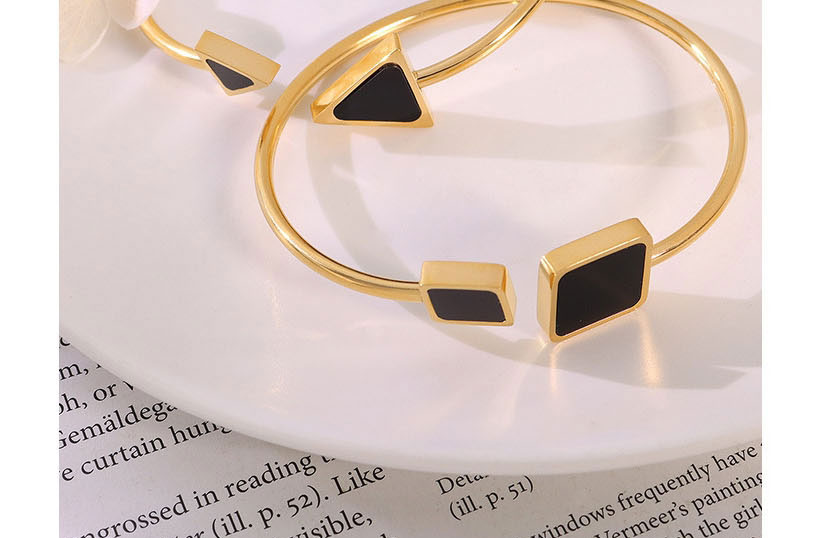 Fashion Z198-square Gold Coloren Bracelet Titanium Steel Gold-plated Square Black Shell Bracelet,Bracelets