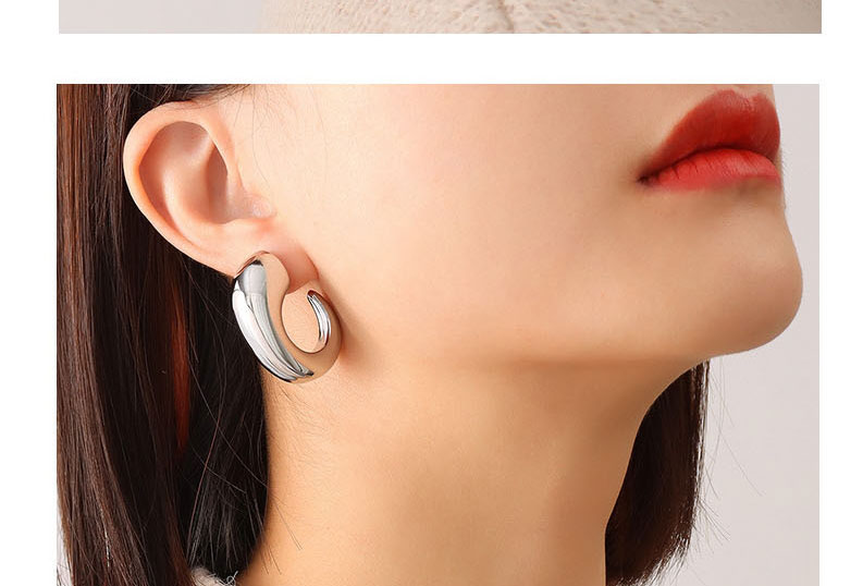Fashion Pair Of Steel Earrings Titanium Steel Gold-plated C-shaped Geometric Earrings,Earrings