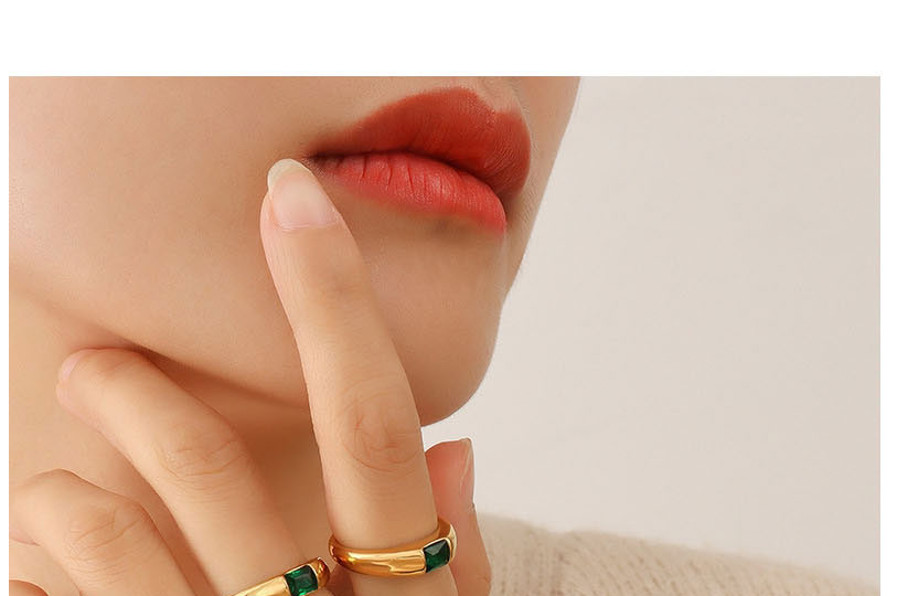Fashion Steel Ring Titanium Steel Gold-plated And Zirconium Geometric Ring,Rings