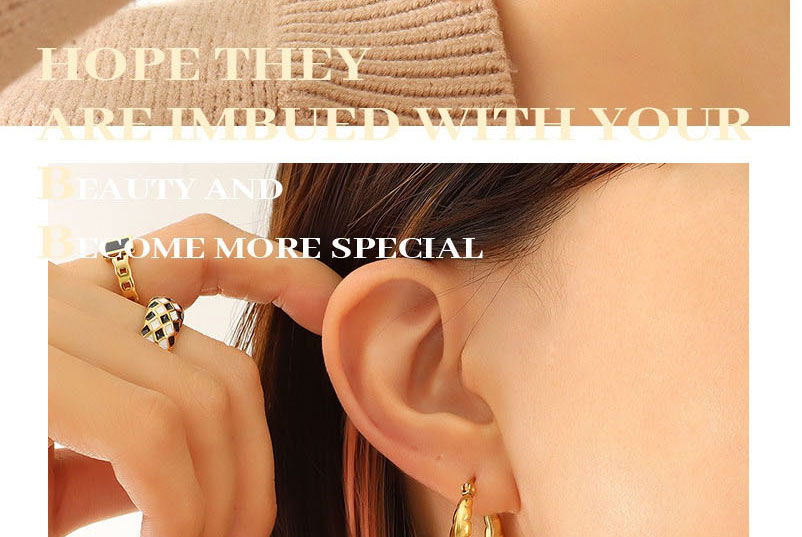 Fashion Gold Color Titanium Steel Gold-plated Geometric Pattern Earrings,Earrings