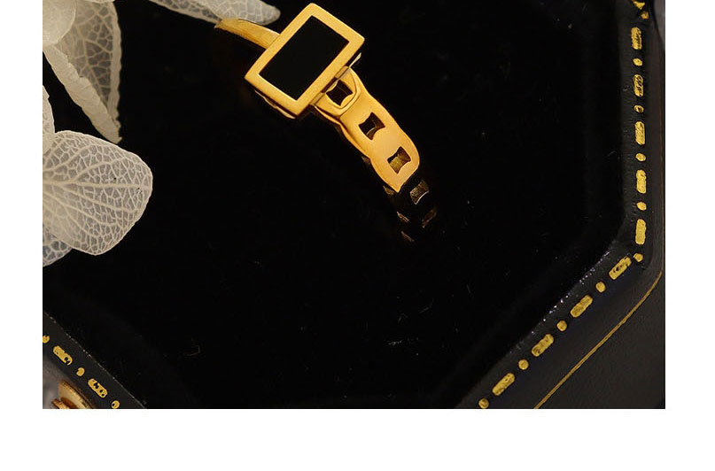 Fashion Steel Ring Titanium Steel Gold-plated Black Shell Geometric Ring,Rings