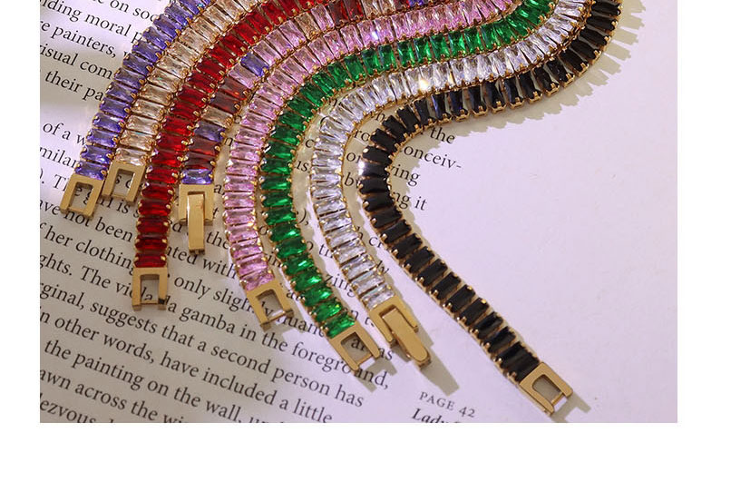 Fashion P1068-colorful Zircon Necklace-36cm Titanium Steel Diamond Geometric Necklace,Necklaces