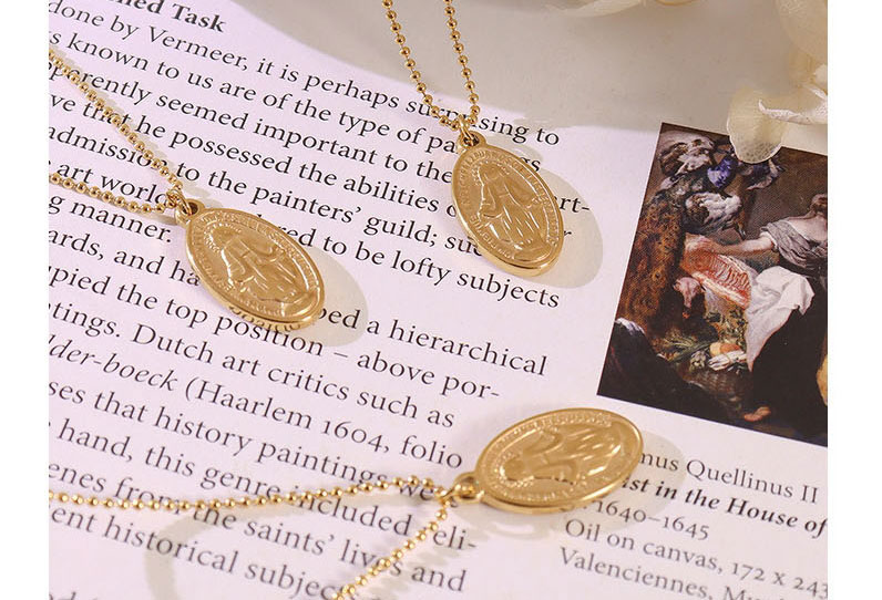 Fashion Rose Necklace-40+5cm Titanium Steel Gold-plated Portrait Necklace,Necklaces
