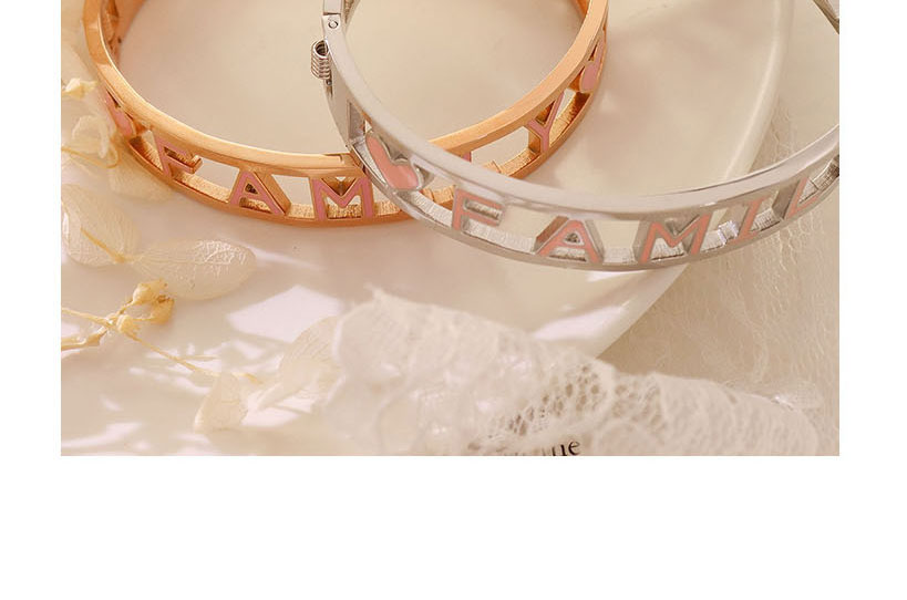 Fashion Rose Gold Color Bracelet-inner Circumference 17cm Titanium Steel Gold-plated Hollow Oil Drip Letter Bracelet,Bracelets