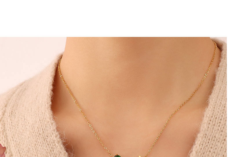 Fashion Rose Gold Color Necklace-40+5cm Stainless Steel Inlaid Zirconium Drop Leaf Necklace,Necklaces