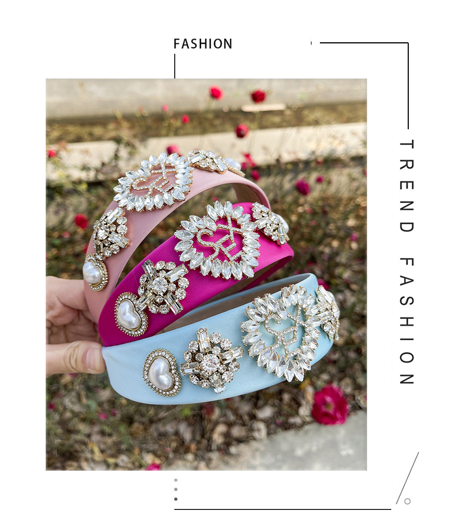 Fashion Pink Fabric Diamond-encrusted Love Letter Headband,Head Band