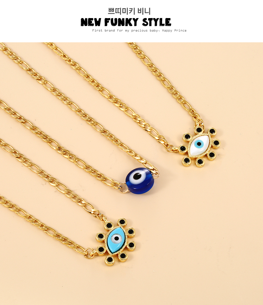 Fashion Royal Blue Copper Inlaid Zircon Oil Drip Eye Necklace,Necklaces