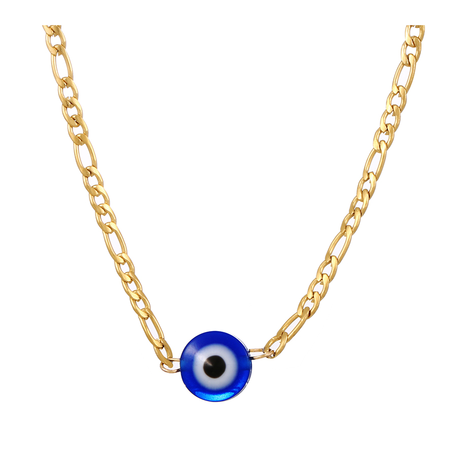 Fashion Blue Copper Inlaid Zircon Oil Drip Eye Necklace,Necklaces