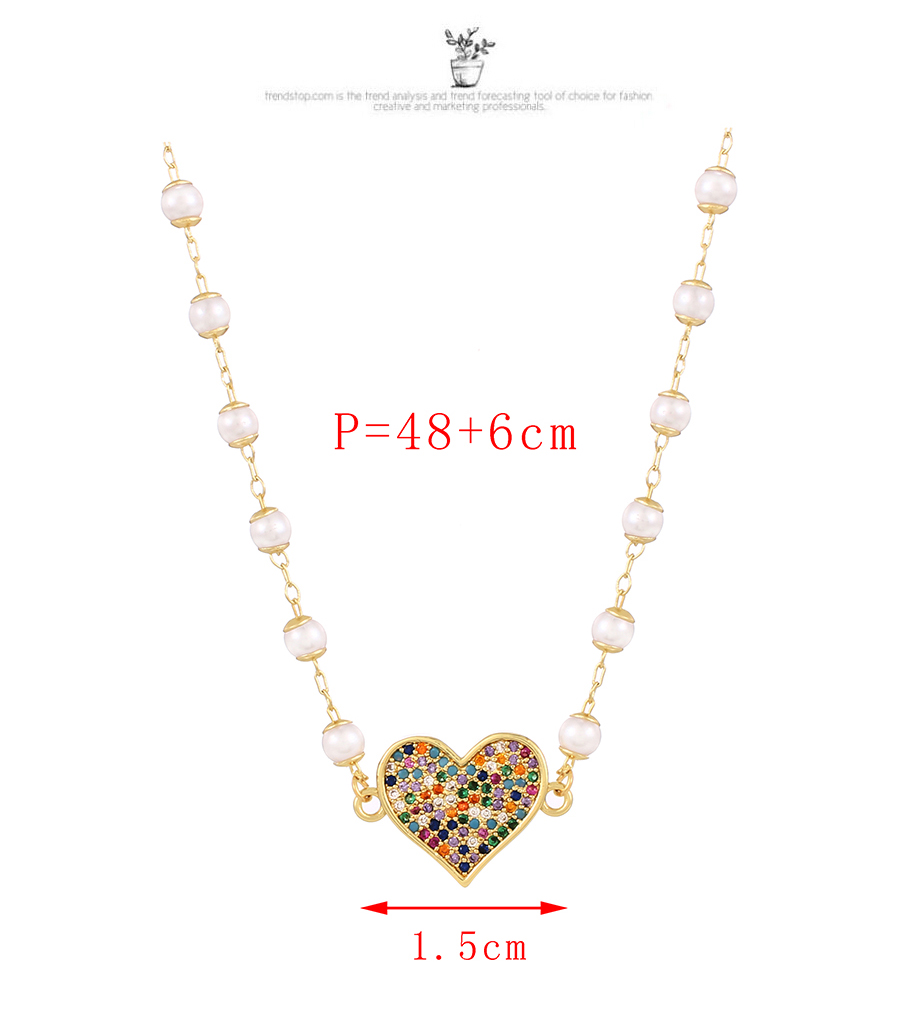 Fashion Golden-2 Copper Inlaid Zircon Heart Necklace,Necklaces