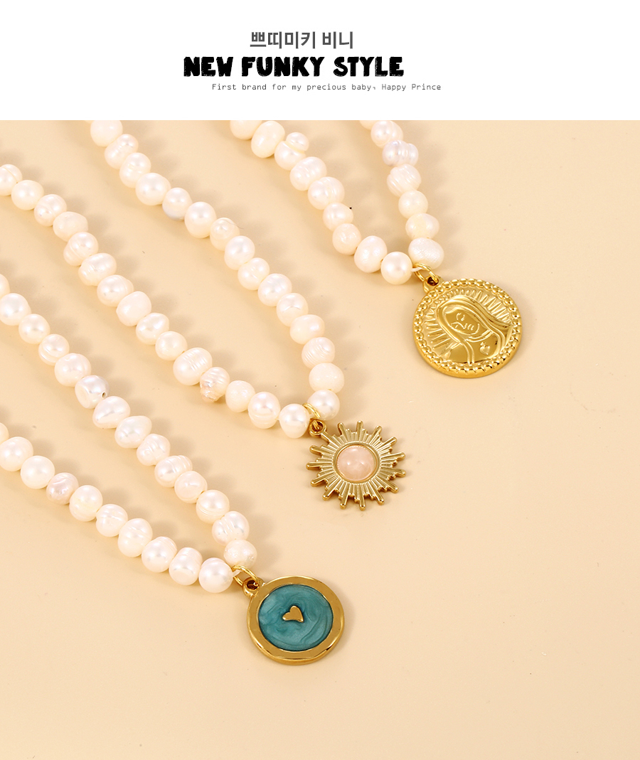 Fashion Gold Copper Pearl Resin Irregular Necklace,Necklaces