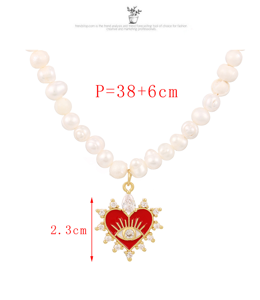 Fashion Red Copper Inlaid Zircon Drop Oil Love Eye Necklace,Necklaces