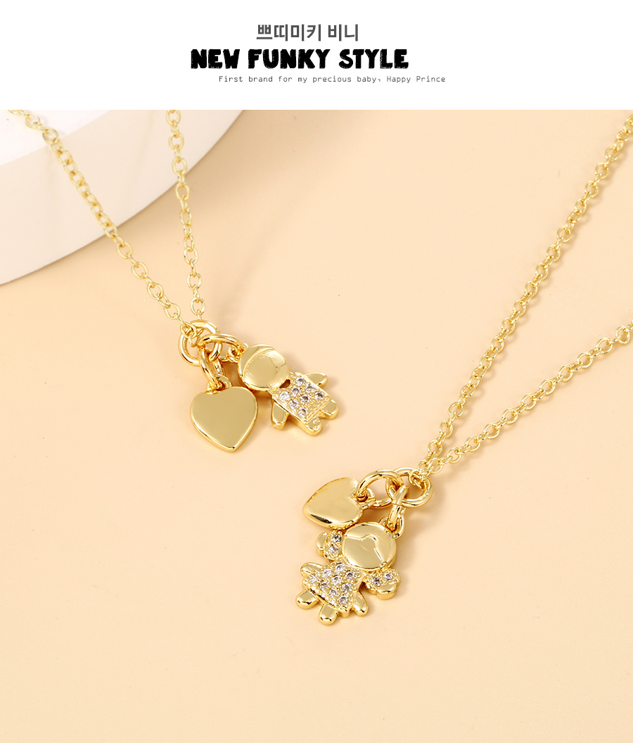 Fashion Golden-2 Copper Inlaid Zircon Love Boy Necklace,Necklaces