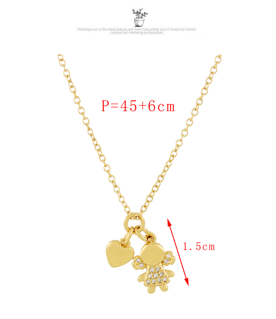 Fashion Golden-2 Copper Inlaid Zircon Love Boy Necklace,Necklaces