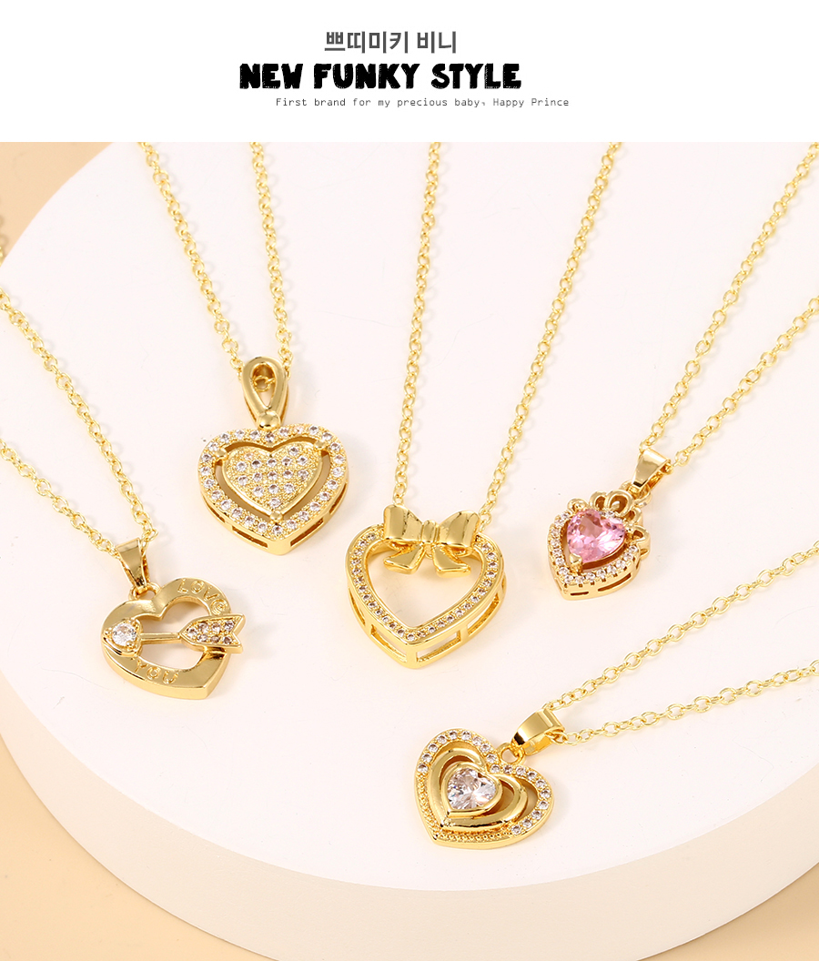Fashion 4# Copper Inlaid Zircon Love Letter Necklace,Necklaces