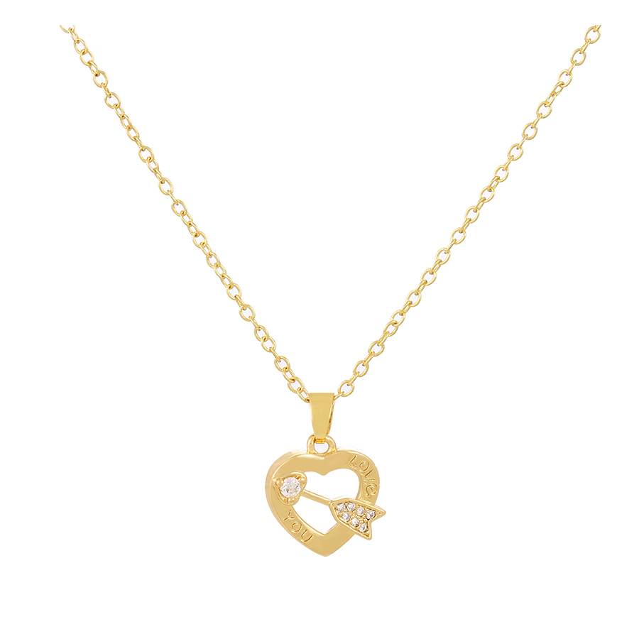 Fashion 6# Copper Inlaid Zircon Heart Necklace,Necklaces