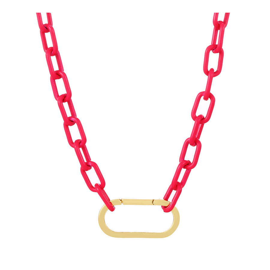 Fashion Fluorescent Yellow Copper Drop Oil Thick Chain Round Buckle Necklace,Necklaces