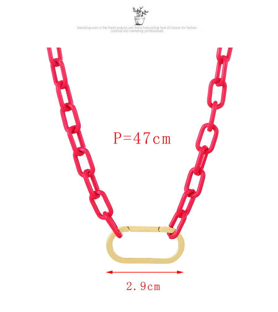 Fashion Fluorescent Yellow Copper Drop Oil Thick Chain Round Buckle Necklace,Necklaces