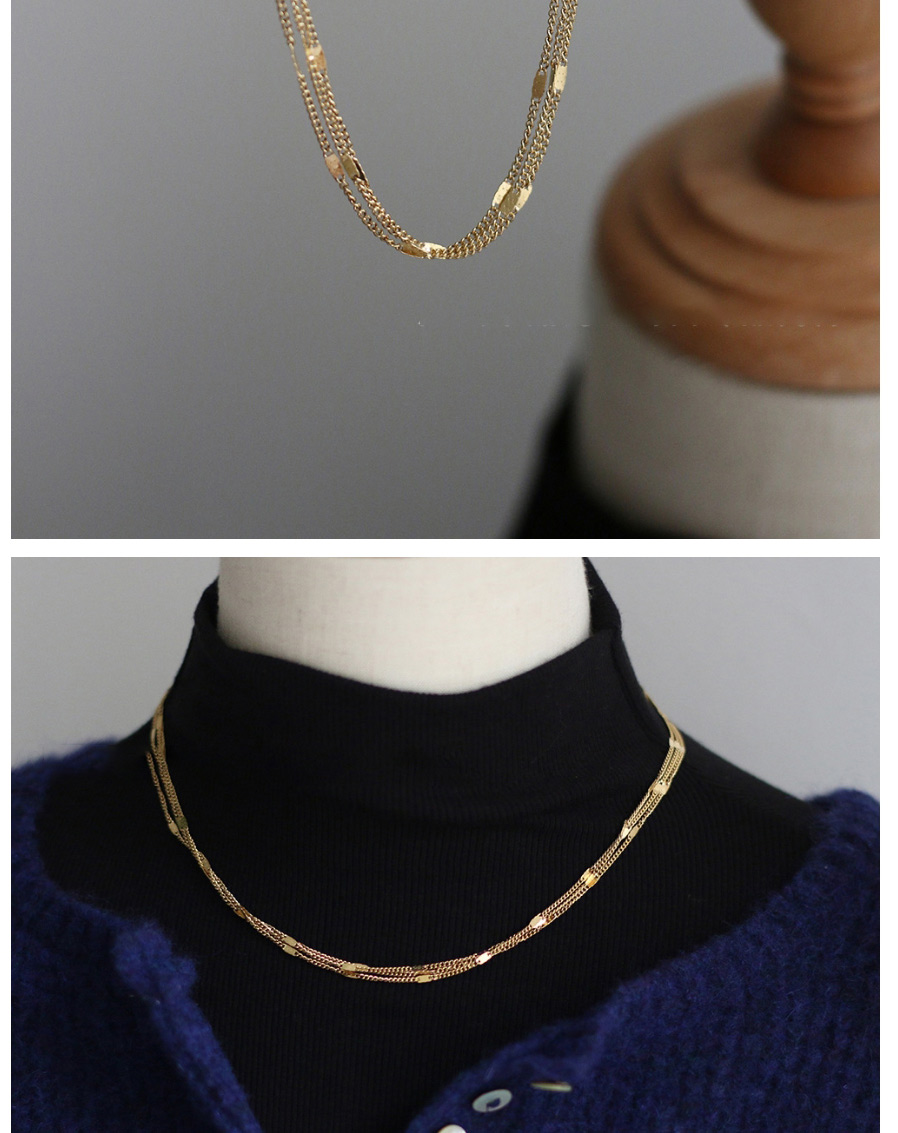 Fashion Gold Color Titanium Steel Gold-plated Geometric Chain Necklace,Necklaces