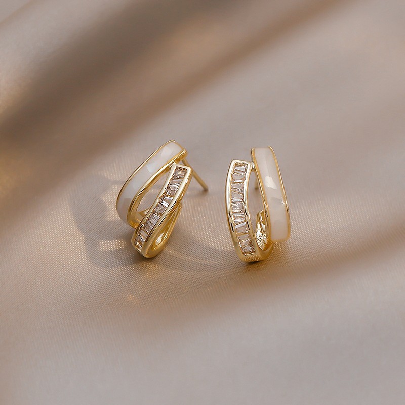 Fashion Gold Color Alloy Diamond Geometric Irregular Earrings,Stud Earrings