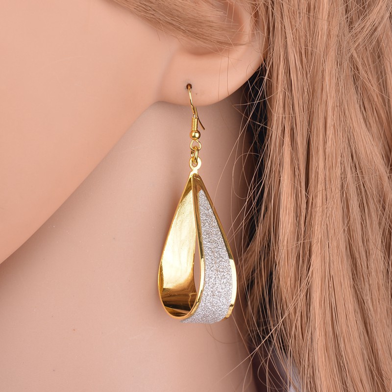 Fashion Gold Color Alloy Frosted Drop Earrings,Stud Earrings