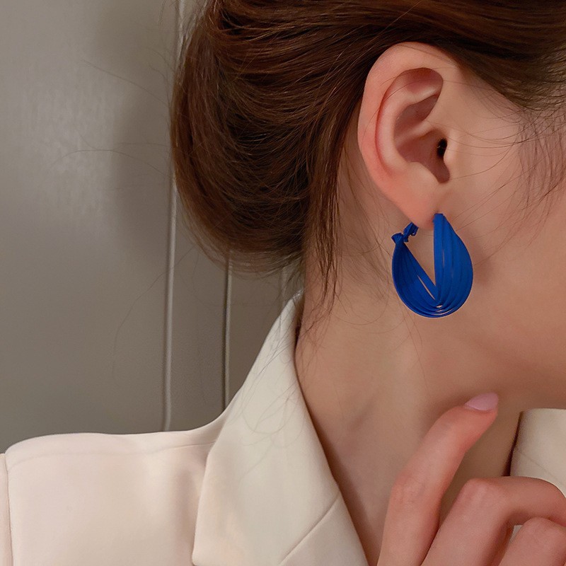 Fashion Blue Alloy Geometric Irregular Earrings,Hoop Earrings