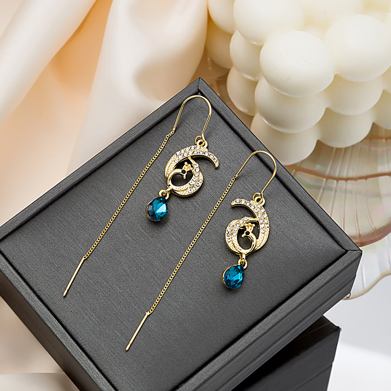 Fashion Gold Color Alloy Diamond-studded Geometric Ear Wire,Drop Earrings