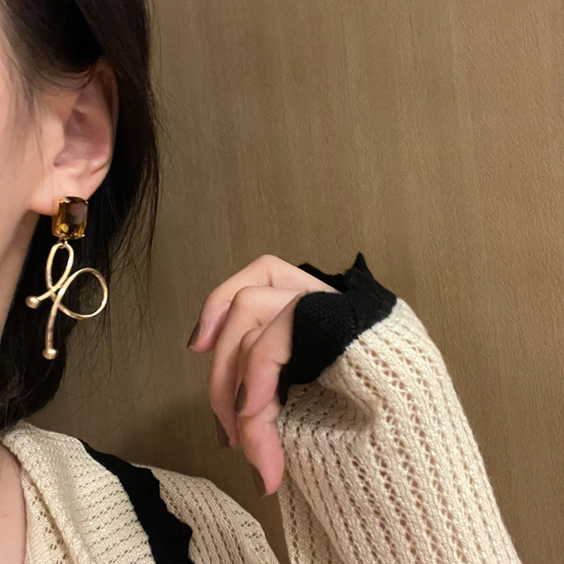 Fashion Gold Color Alloy Inlaid Square Diamond Geometric Earrings,Drop Earrings