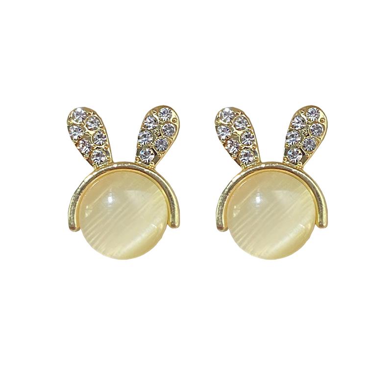 Fashion Gold Color Alloy Diamond Opal Rabbit Stud Earrings,Stud Earrings