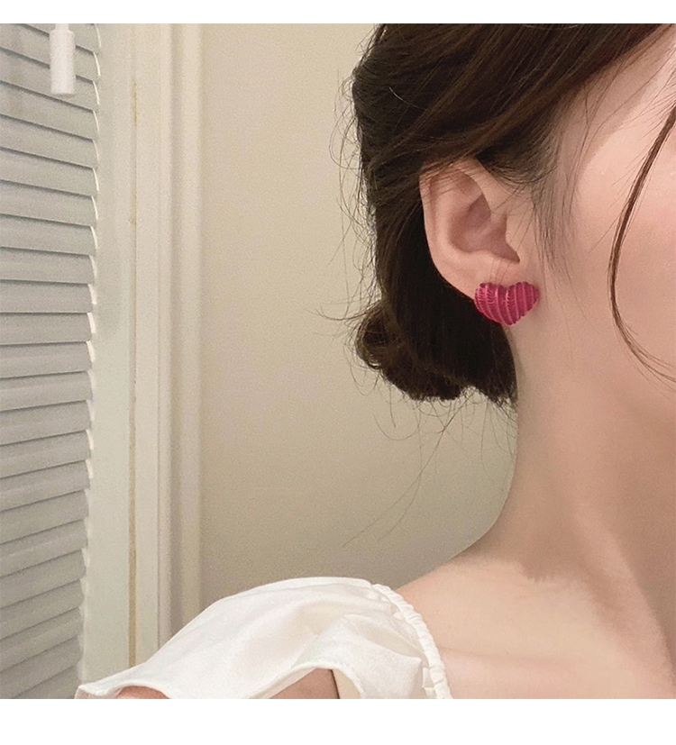 Fashion Red Alloy Geometric Love Ear Studs,Stud Earrings