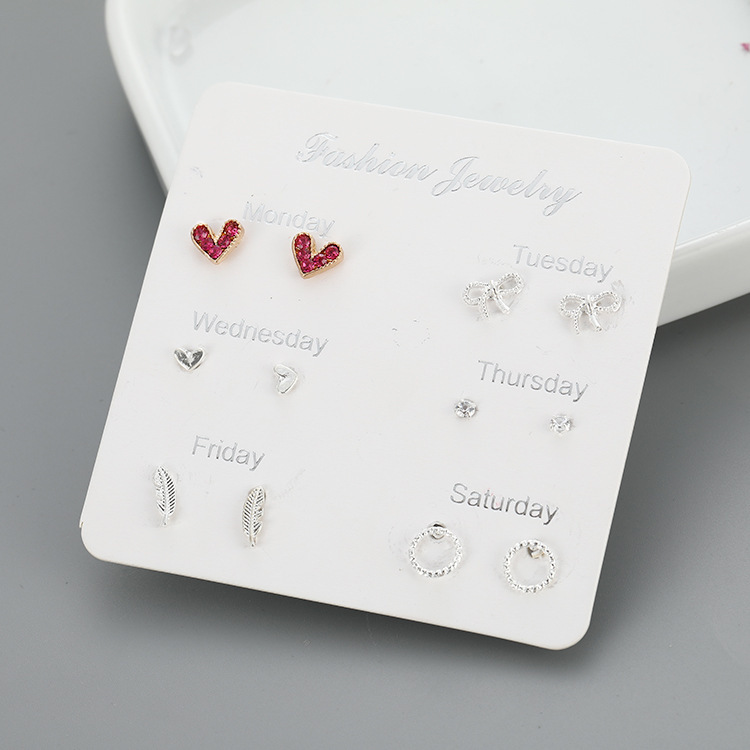 Fashion Main Picture Alloy Love Bowknot Leaf Geometric Stud Earring Set,Jewelry Sets
