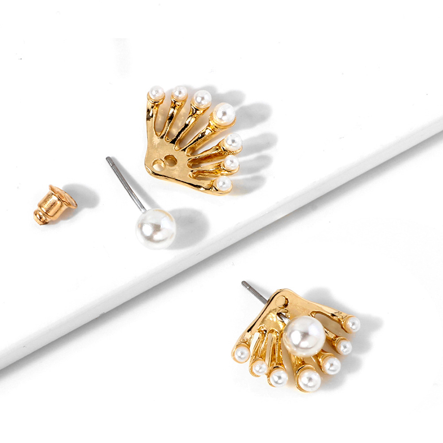 Fashion Gold Color Alloy Pearl Clutch Earrings,Stud Earrings