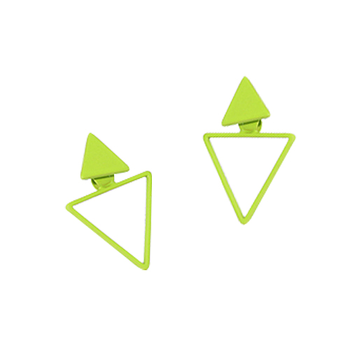 Fashion Green Alloy Geometric Hollow Triangle Earrings,Stud Earrings