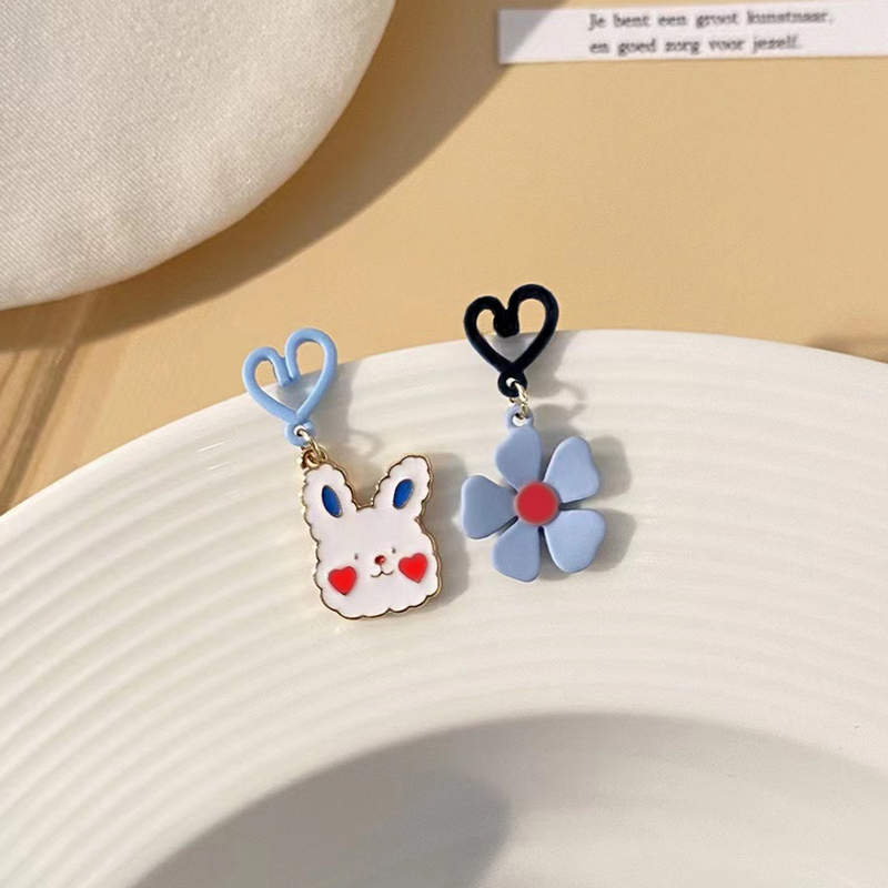 Fashion Main Picture Alloy Rabbit Flower Asymmetrical Stud Earrings,Stud Earrings