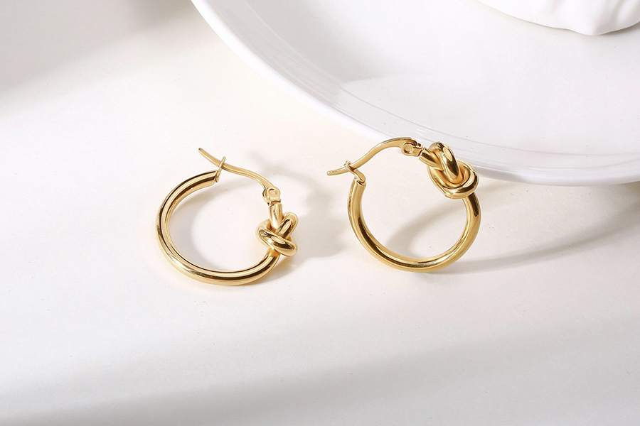 Fashion Gold Color Alloy Geometric Round Knotted Earrings,Hoop Earrings