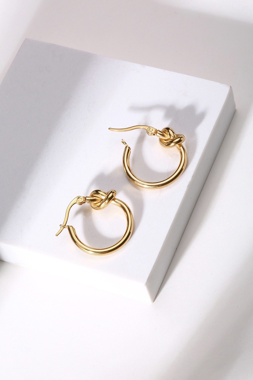 Fashion Gold Color Alloy Geometric Round Knotted Earrings,Hoop Earrings