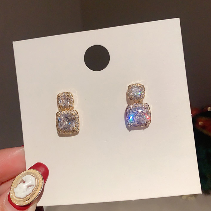 Fashion Gold Color Alloy Geometric Diamond Earrings,Stud Earrings