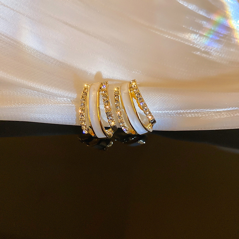 Fashion Gold Color Alloy Diamond Geometric Stud Earrings,Stud Earrings