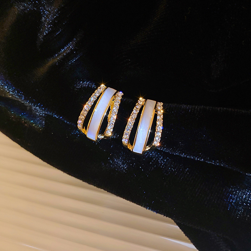 Fashion Gold Color Alloy Diamond Geometric Stud Earrings,Stud Earrings