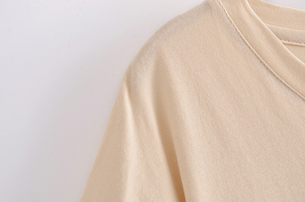 Fashion Apricot Cotton Geometric Print Round Neck Short-sleeved Top,Hair Crown