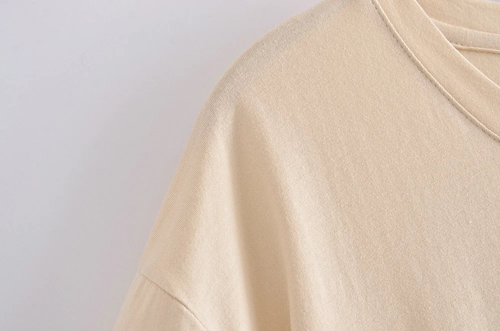 Fashion Apricot Cotton Geometric Print Round Neck Short-sleeved Top,Hair Crown
