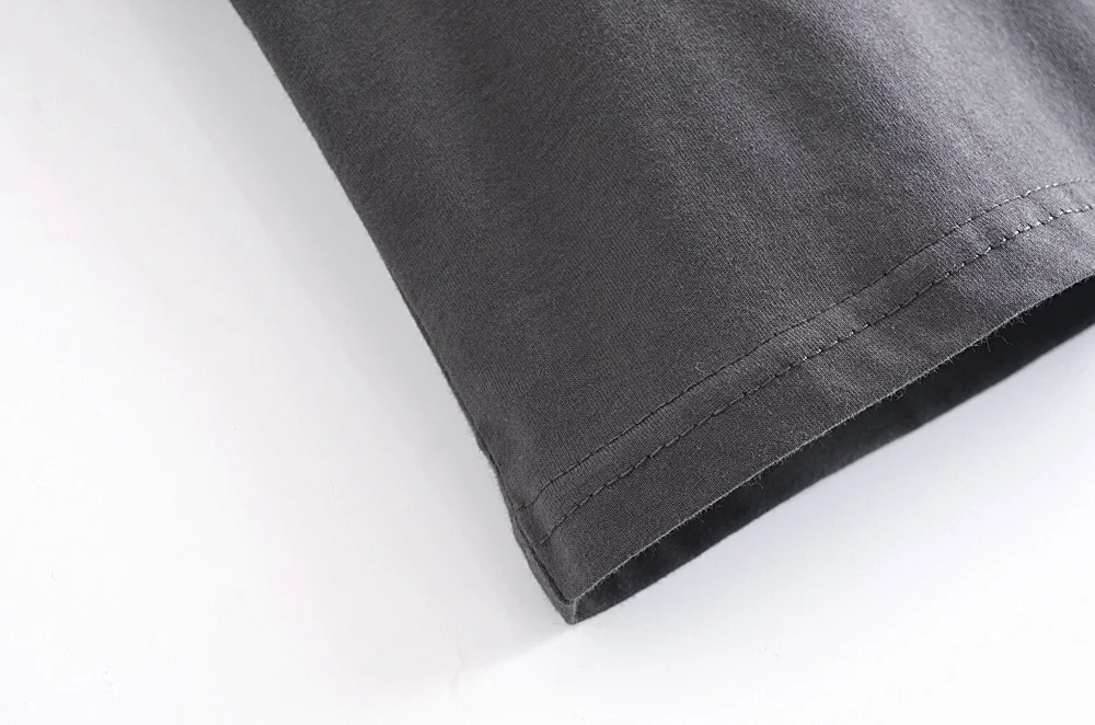 Fashion Dark Grey Cotton Geometric Print Round Neck Short-sleeved Top,Hair Crown
